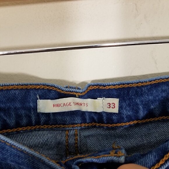 Levi's Premium Ribcage Shorts Button Fly Blue Size 33 - Picture 3 of 7